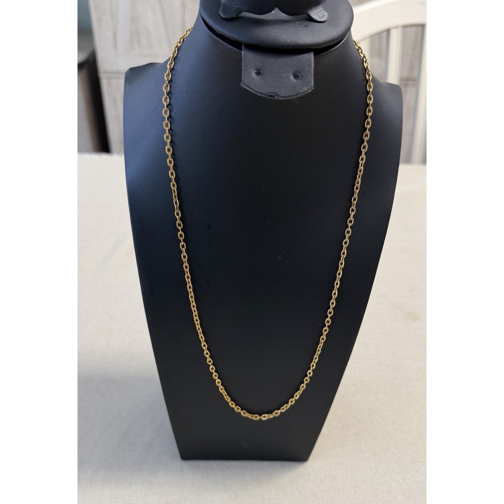 Vintage Gold Tone Cable Chain Necklace 24" Minimalist Layering Jewelry